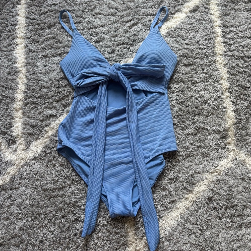 Aerie Blue One Piece Full Coverage Swimsuit